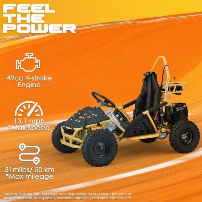 SYX MOTO Teens Gasoline Go Kart GK-49A 50cc 4 Stroke, School Bus