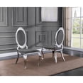 thumbnail image 3 of Clear Glass Dining Set with Table and 6 Oval Gray Velvet Chairs, 3 of 3