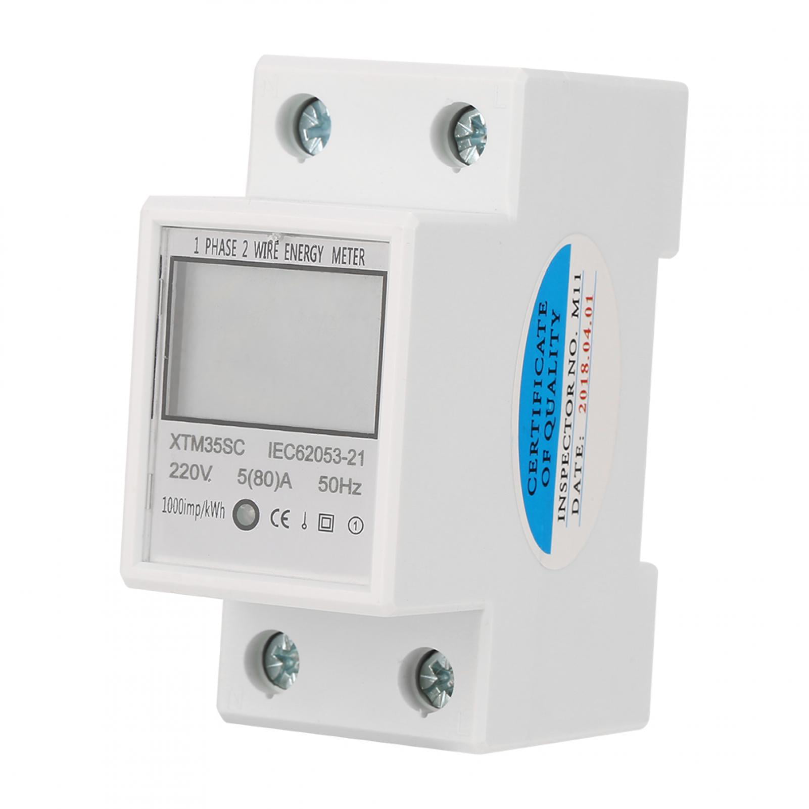 A 30 LCD 35mm DIN-rail Standard Single Phase 1P Electronic Energy Meter 5