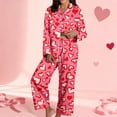 thumbnail image 2 of Bibifish Womens Pajama Sets Cute Love Hearted Printed Long Sleeve Top And Pants Soft Comfy Sleepwear Home Wear Two Piece Nightwear, 2 of 5