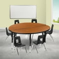 thumbnail image 2 of Flash Furniture Emmy 47.5" Circle Wave Flexible Laminate Activity Table Set with 12" Student Stack Chairs, Oak/Black, 2 of 12