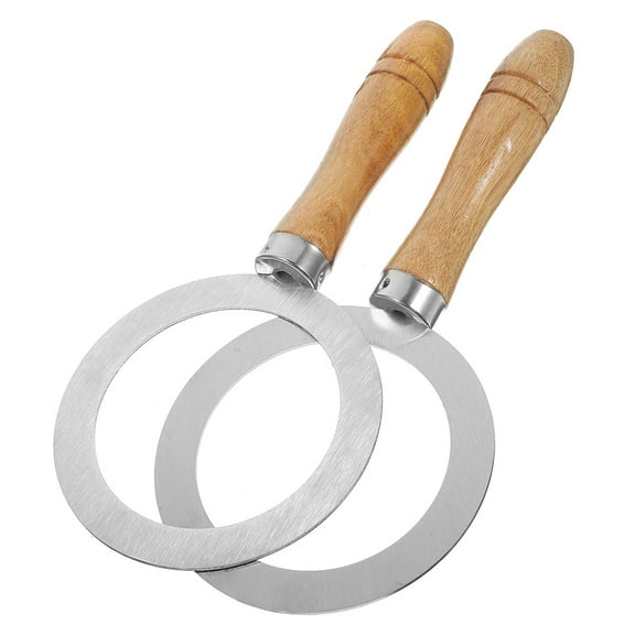 Stainless Steel Milk Tea Creme Brulee Ring with Wooden Handle for Home Use 2pcs