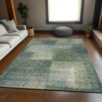 Addison Rugs Chantille Indoor/Outdoor Transitional Squares Olive Washable Rectangle Rug, 10' x 14'