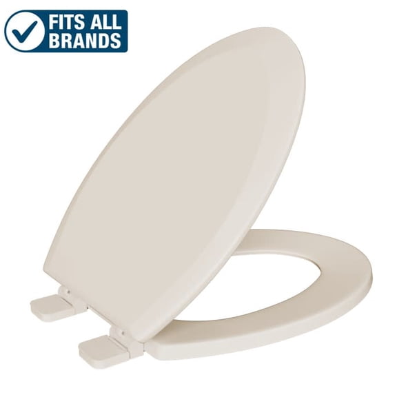 Elongated Closed Front Toilet Seat with Cover in Biscuit