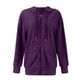 thumbnail image 3 of WTOBBY Women's Oversized Zip Hoodie Long Sleeve Casual Sweatshirt Jacket Pullover Style with Kangaroo Pocket Side Split Detail Fleece Lined Comfort Fit for Street Fashion,Dark Purple L, 3 of 6