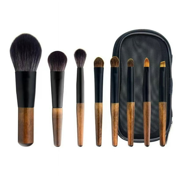 8pcs Mini Makeup Brushes Travel Set Portable Pony Hair Eyeshadow Brushes Loose Powder Brushes Blush Makeup Brushes Set