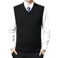 thumbnail image 1 of Hanerdun Men Sweater Vests Male Solid Color Pullover Waistcoats Black S, 1 of 6