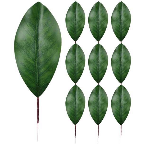 KAKOWELY 10 piezas de hojas verdes artificiales de magnolia para decoración de arreglos florales.