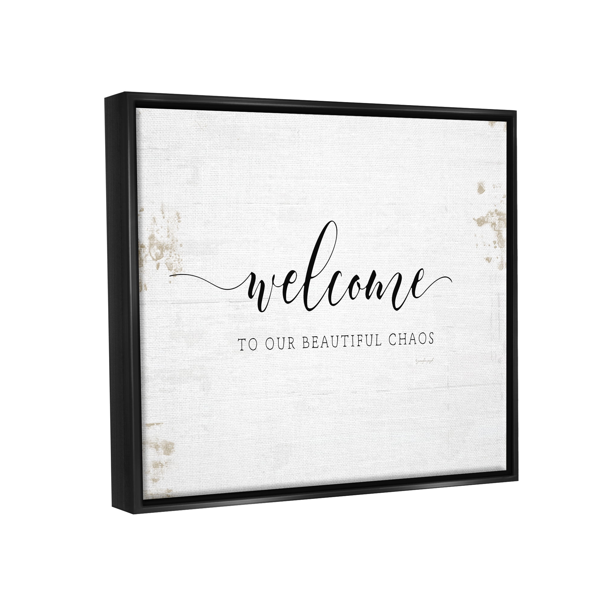 Stupell Industries Welcome to Our Beautiful Chaos Fun Family Phrase Jet Black Framed Floating Canvas Wall Art, 24x30, by Jennifer Pugh