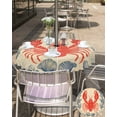 thumbnail image 5 of Fsddascl Lobster Coastal Outdoor Tablecloth - 54 Inch Round Dining Table Cover, Summer Beach Coral Shell Nautical Vintage Waterproof Outdoor Table Cloth with Umbrella Hole & Zipper for Picnic/Patio, 5 of 7