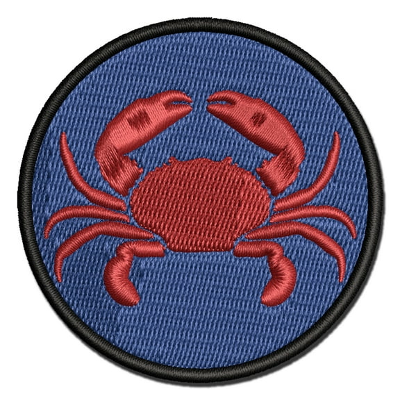 Crab Beach Ocean Applique Multi-Color Embroidered Iron-On Patch - 2.5 Inch Small