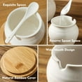 thumbnail image 5 of GZhLonKiMa Ceramic Sugar Bowl with Bamboo Lid and Spoon, 11 Oz White Porcelain Sugar Salt Container Holder, Cute Farmhouse Condiment Pot for Creamer, Spice, Sugar Cube, Ghee, Coffee Bar, Countertop, 5 of 7