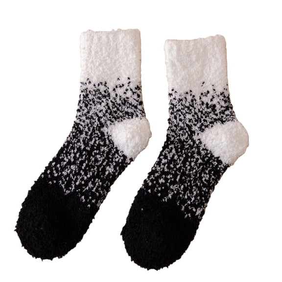 IDALL Fuzzy Socks with Grips Plush Sleep Cozy Winter Soft Hospital Fluffy Socks Gifts for Womens Mens Gifts Black One Size