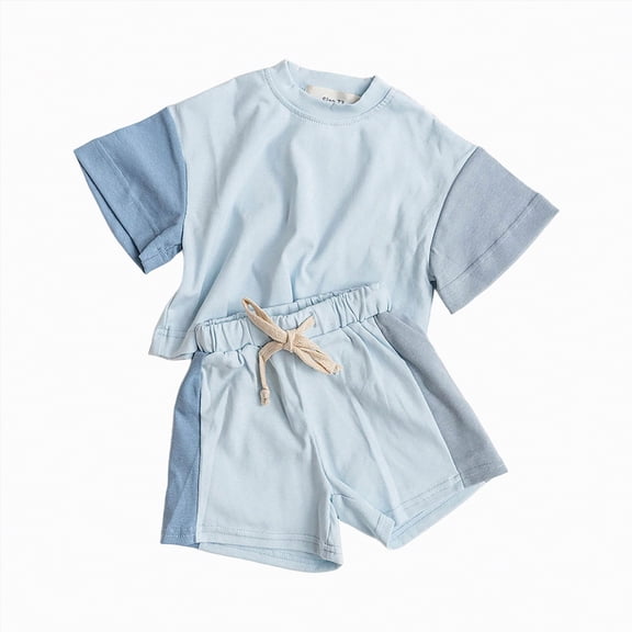 Hessimy Toddler Girl Funny Letter T Shirt Elastic Waist Pockets Shorts Set 2 Piece Outfit,Casual Daily Wear(Sky Blue,9-12 Months)