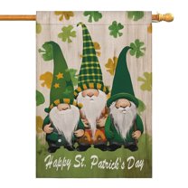 St. Patrick's Day Outdoor Flags Irish Garden Flag Gnome Shamrock Clovers Welcome Spring Yard Flags 28''×40'' Linen Vertical Double Sided Welcome Flags for Home,Holiday Gift