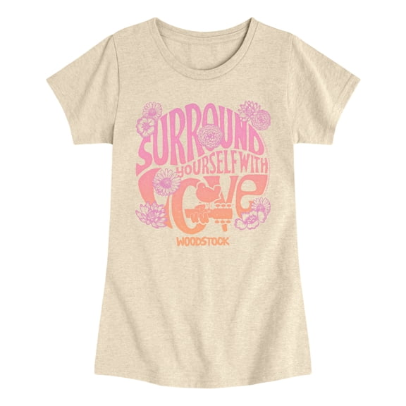 Woodstock - Youth Girls Short Sleeve T-Shirt Fitted Short Sleeve Graphic T-Shirt