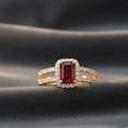 thumbnail image 4 of Mauli Jewels 10K Yellow Gold Diamond and Emerald-Shape Garnet Ring for Women, 2.70 Carat 4-Prong Jewelry Gift, 4 of 8