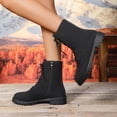 thumbnail image 4 of Tawop Winter Boots for Women Low Heel Side Zip Round Toe Fall Black Boots, 4 of 9