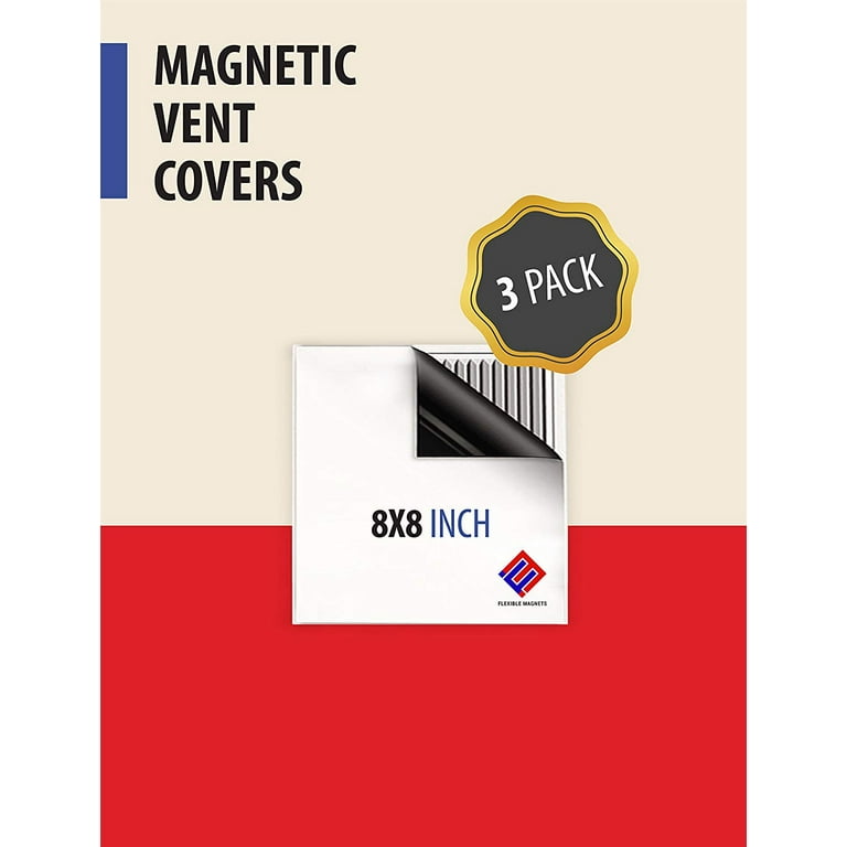 Strong Magnetic Vent Covers - Thick Magnet for Standard Air Registers - for  RV, Home HVAC, AC, and Furnace Vents - Pure White Magnetic Sheet - 8 inch X  8 inch (6 Pack)… 