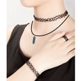 thumbnail image 2 of BodyJ4You Ensemble de 2 Colliers Ras du Cou Tatouage Henné Pierre Turquoise Verte Pendentif Perles Pointues, 2 of 6