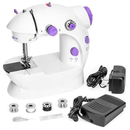 Best Choice Products Portable Speed Adjustable Mini Sewing Machine with Two-Line Design, Pedal & Push Button Switch, (Best Home Sewing Machine For Leather)