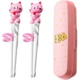 thumbnail image 1 of Palillos chinos para niños, 2 pares de palillos de entrenamiento para vajilla, palillos de animales, diseño de hebilla antideslizante, adecuados para principiantes diestros y zurdos (Rosa), 1 of 5
