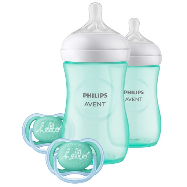 Nieuwe aankomst bouwer Publiciteit Philips Avent Natural Baby Bottle with Natural Response Nipple Teal Baby  Gift Set SCD837/02 - Walmart.com