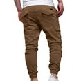 thumbnail image 5 of Men's Sports Casual Cargo Pants Elastic Waist Drawstring Solid Trousers Hiking Pants Joggers Gym Sweatpants, 5 of 5
