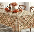 thumbnail image 6 of Harvest Diagonal Plaid Fall Thanksgiving Vinyl Flannel Backed Tablecloth, Autumn Green, Rust and Brown Plaid Wipe Clean Easy Care Fall Tablecloth, 52" x 52" Square, 6 of 6