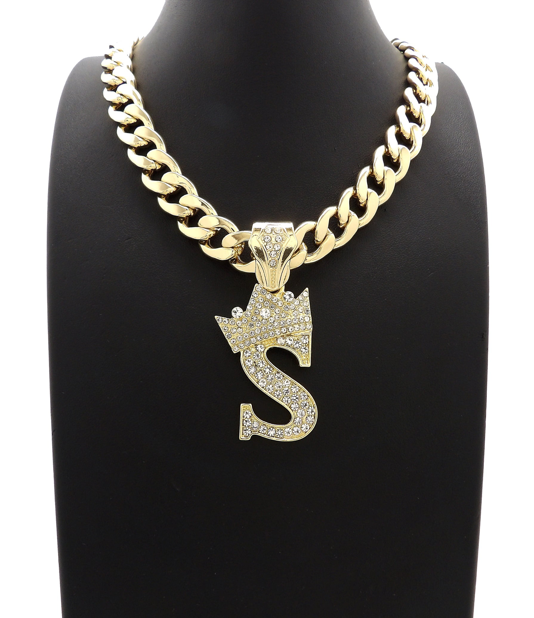 HH BLING EMPIRE Silver Gold Initial Necklace Bling K Charm