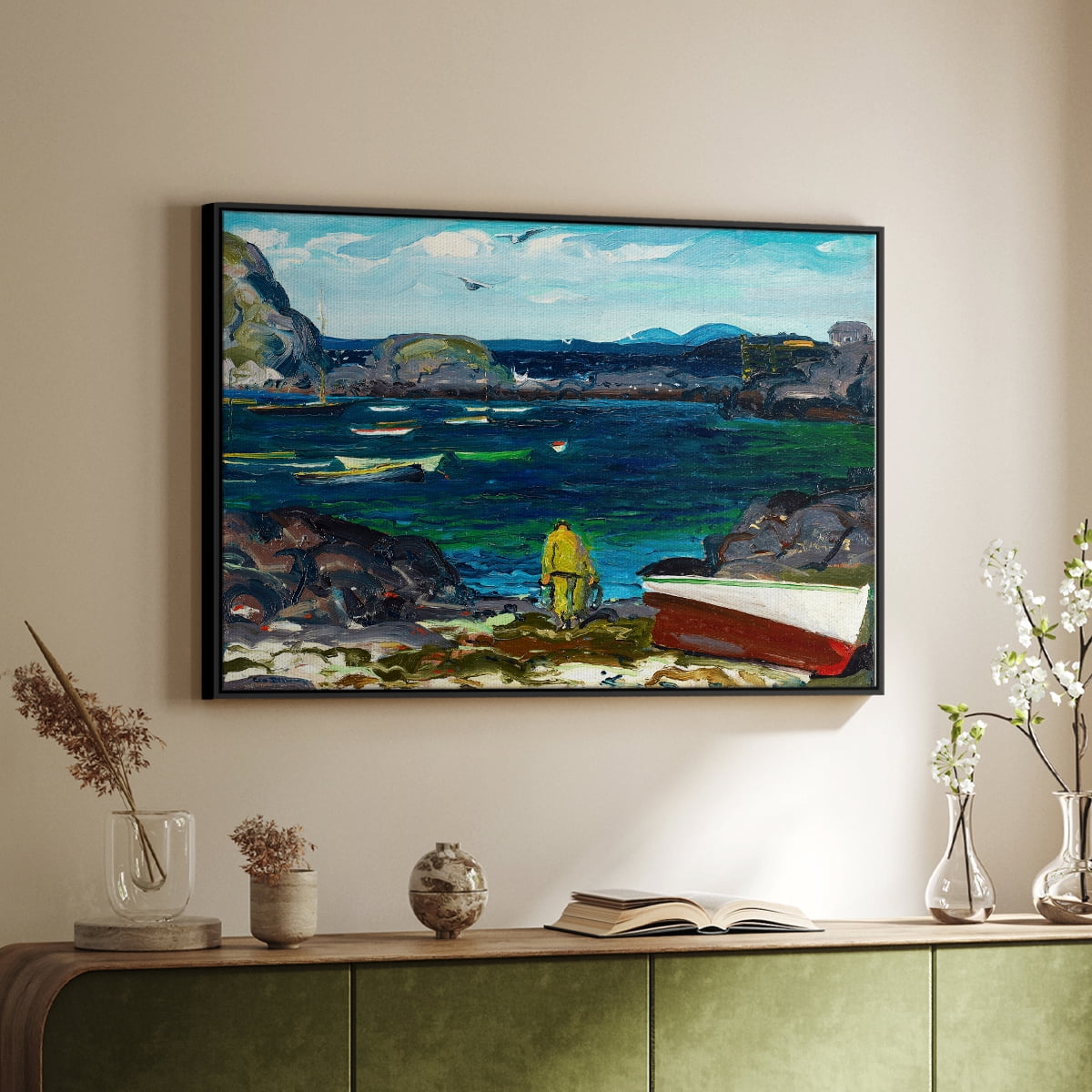Vintage Landscape-CXVIII By Wexford Home Framed in Black Wood Gallery Wrapped Canvas 17 in. x 25 in.