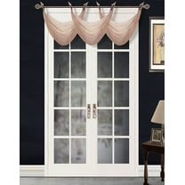 (#36) TAUPE CAMEL 1PC Elegant Voile Sheer Swag Dressing Waterfall Bronze Grommets Valance, 55" X 24" Inch