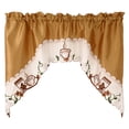 thumbnail image 3 of Cappuccino Embroidery Design Kitchen Curtain with Swag and Tier Set 36 inch Coffee Color, 3 of 6