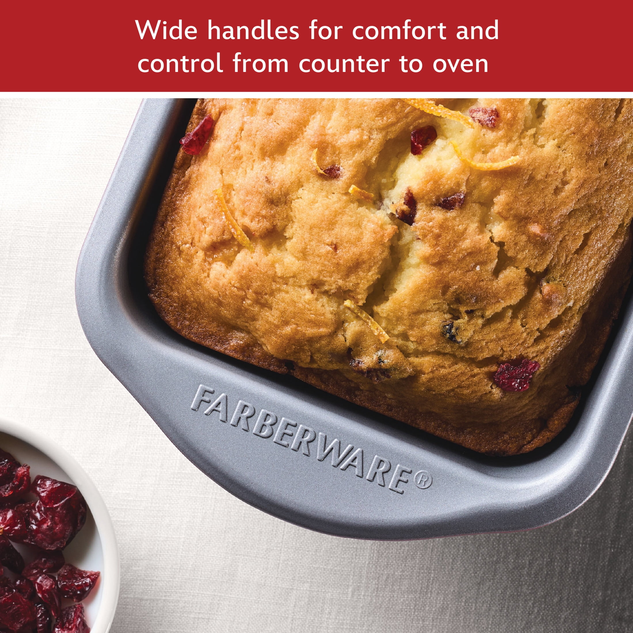 Farberware Disney Bake with Mickey Mouse 9x5 Inch Nonstick Loaf Pan, Dishwasher Safe and Oven Safe to 450°F, Red