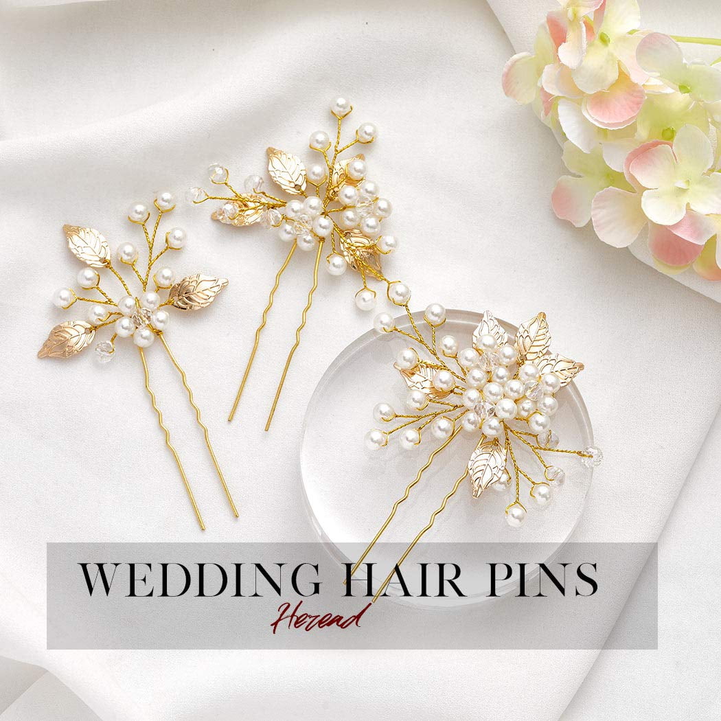 Waydress 6 Pieces Wedding Pearl Hair Pins Bridal Leaf Head Piece Pearl Hair Flower Hair Accessories Wedding Hair Clips for Women and Girls