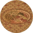 thumbnail image 1 of Ahgly Tapis Rond Lavable en Machine Intérieur Transitionnel Brun Selle, 3 Pieds Rond, 1 of 7