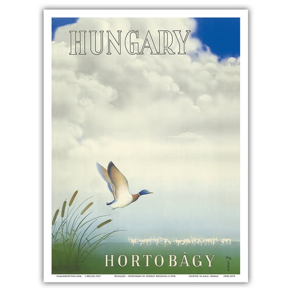 Hungary - Hortobágy National Park - Vintage Travel Poster by György Konecsni c.1936 - Master Art Print (Unframed) 9in x 12in