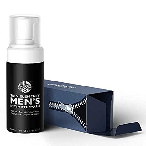 Skin Elements Intimate Wash for Men (4.05 fl. oz.) with Tea Tree Oil, Calendula, Aloe Vera and Witch Hazel Extracts | pH Balanced Foaming Penis Wash | Prevents Itching, Irritation & Bad Odor