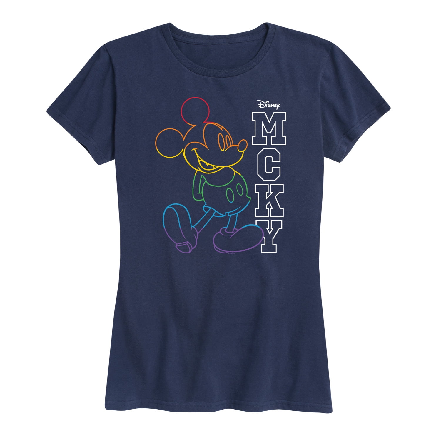 Disney - Rainbow Outline Mcky - Women's Short Sleeve Graphic T-Shirt 