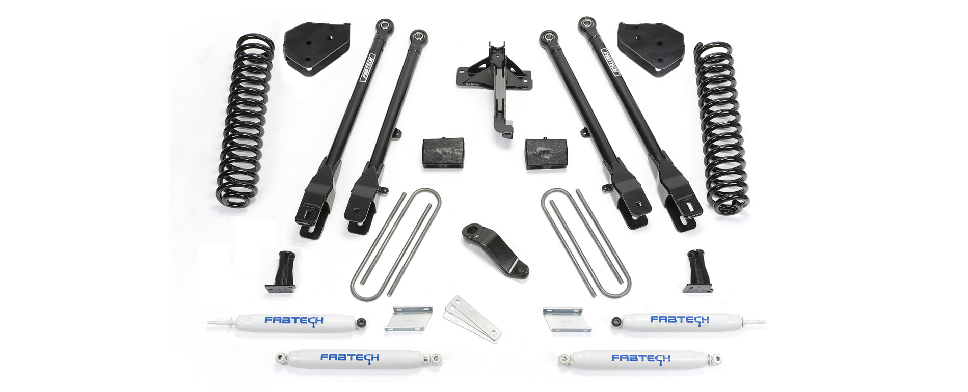Fabtech 6" 4LINK SYS W/COILS & PERF SHKS 17-21 FORD F250/F350 4WD GAS