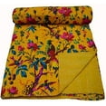 thumbnail image 2 of Indian Handmade Cotton Kantha Quilt Vinatge Blanket Quilted Bird Print Kantha Bedding Throw Bohemian Bed Cover Kantha Gudari, 2 of 4