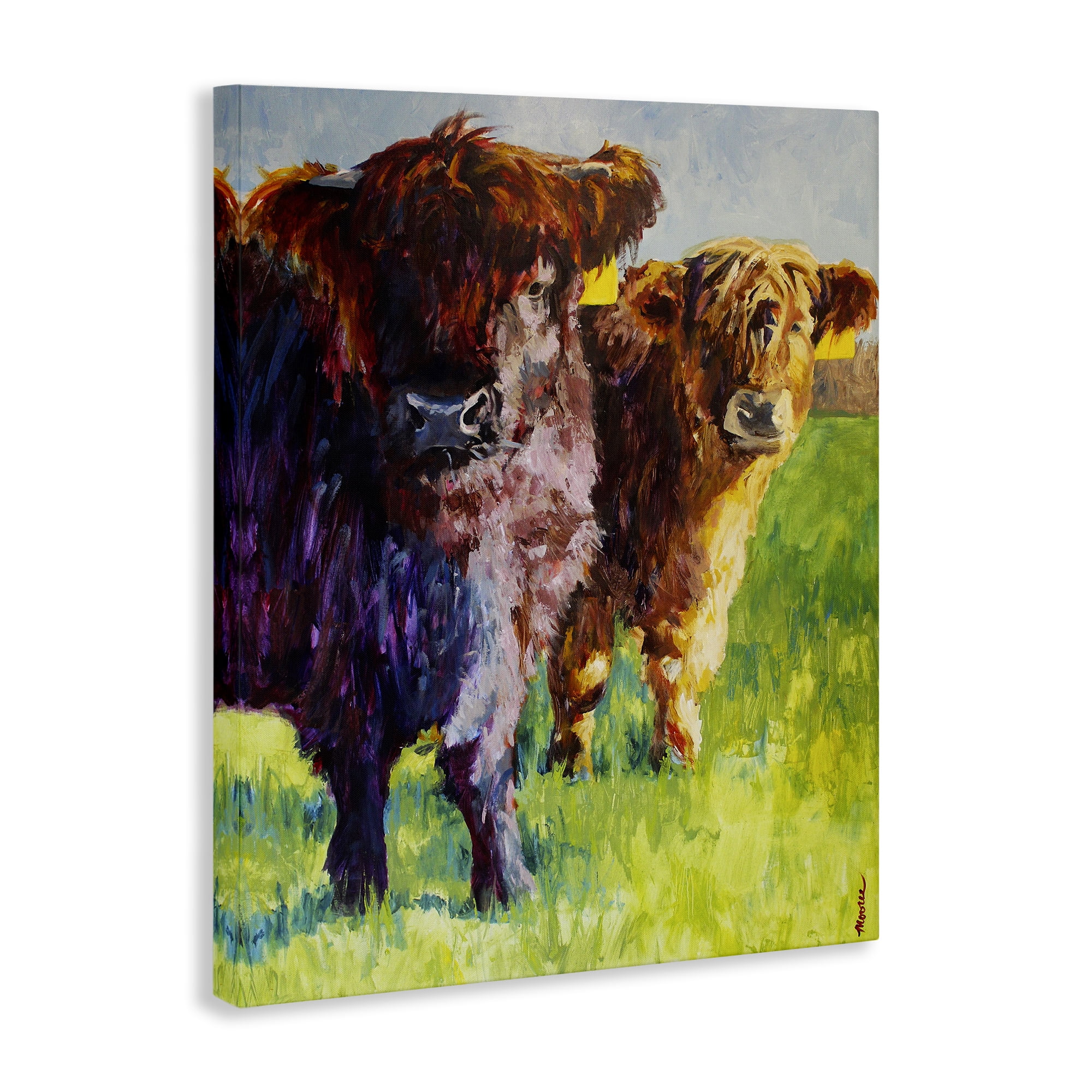 Stupell Industries Traditional Cattles Painting Animals Painting Wrapped Canvas Art Print Wall Art, 36 x 48