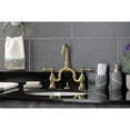 thumbnail image 2 of Kingston Brass KS7997AL English Country Bridge Bathroom Faucet with Brass Pop-up, Brushed Brass, 2 of 7