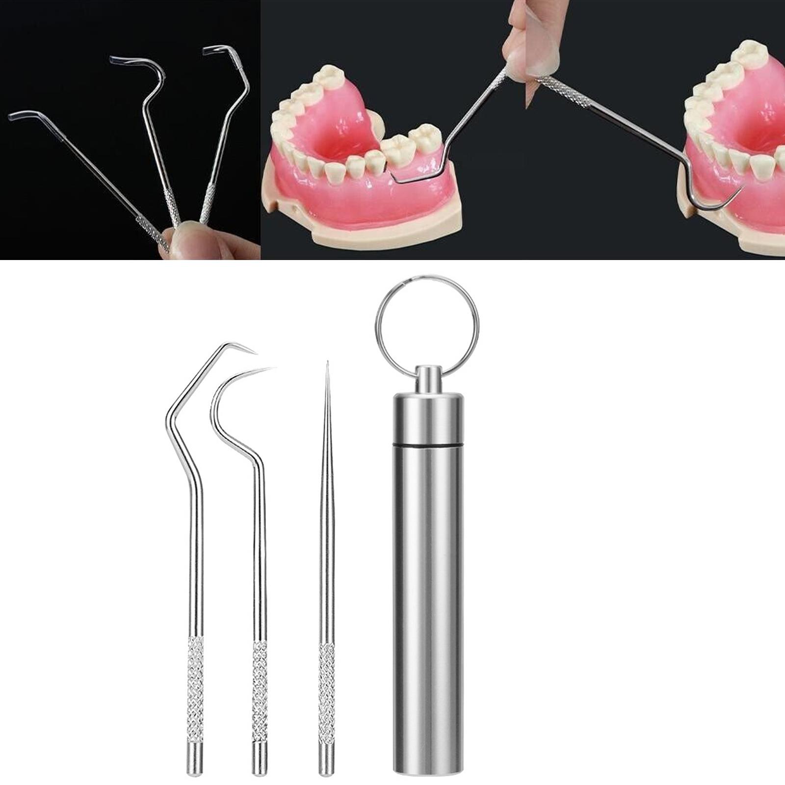 AA Pro 4-Piece Stainless Steel Dental Tooth Pick Probe Set - Hygiene Kit For Dentists, PR-414