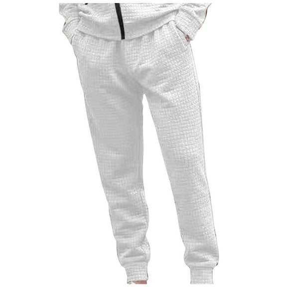 Men's Quilted Lined Casual Sweatpants Wide Straight Leg Joggers High Waisted Yoga Workout Pants with Pockets Comfortable Sweatpants for Men Relaxed Fit Pant