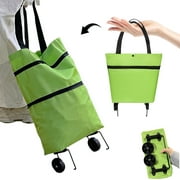 WZCPCV Folding Shooping Bag with Wheels Collapsible Trolley Bags Foldable Shopping Cart Reusable Shopping Bags Grocery Bags Shopping Trolley Bag on Wheels,Green