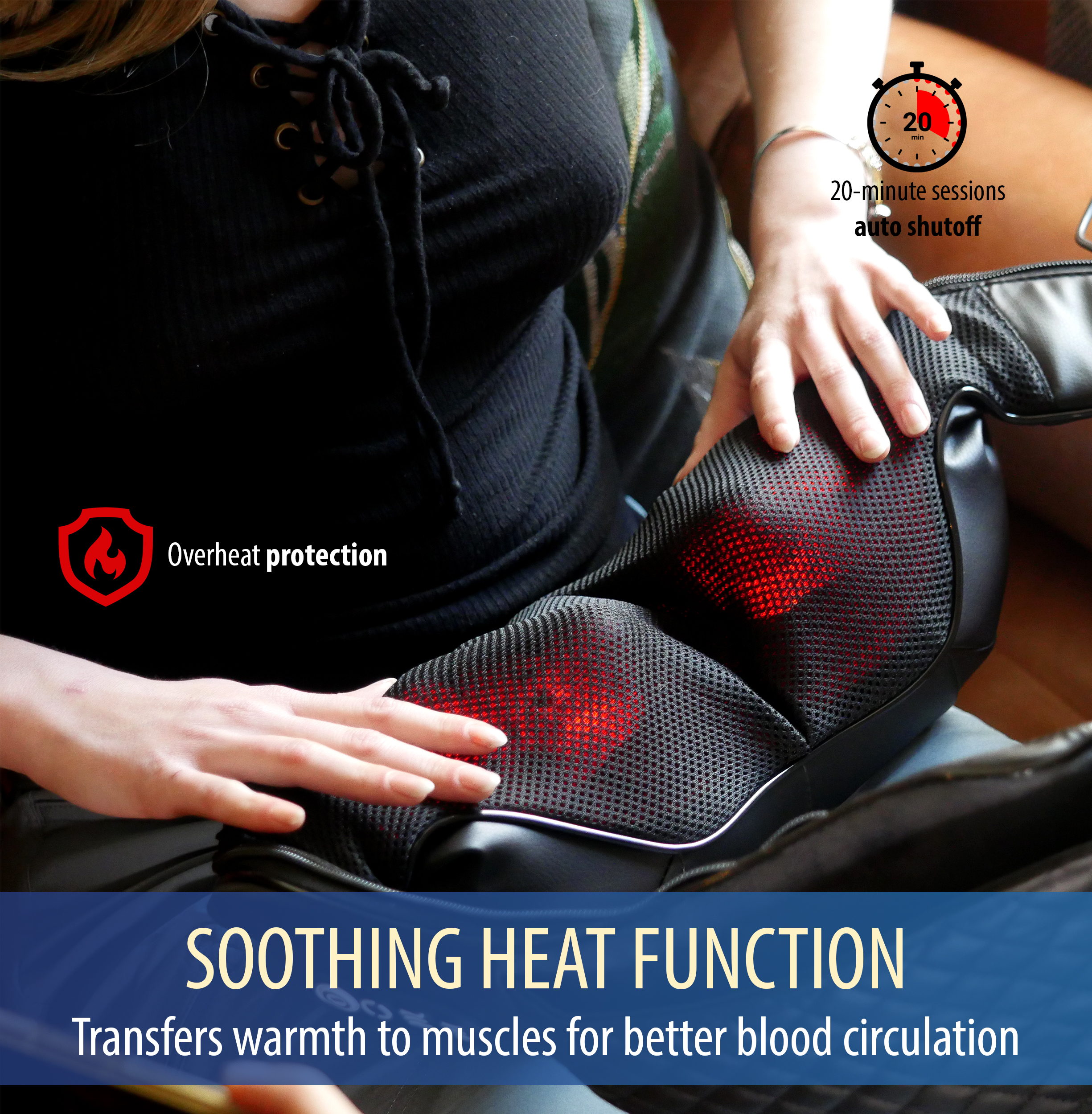 Zyllion Rechargeable Shiatsu Neck & Back Massager 3D Kneading Deep Tissue Massage with Heat for Muscle Pain, Black