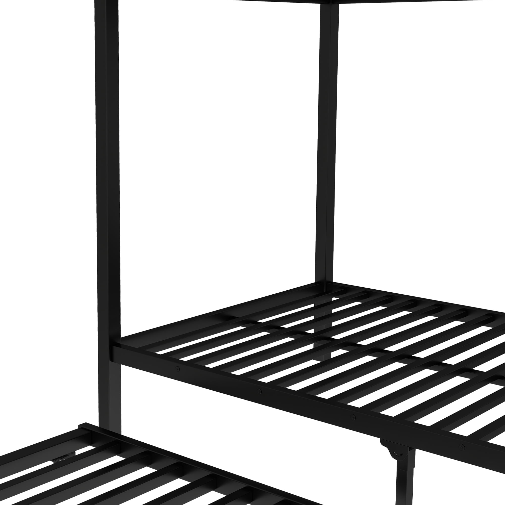 Twin XL over Twin XL Metal Bunk Bed with Twin Size Trundle, Black
