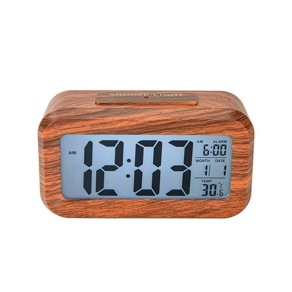 Students Use Smart Alarm Clock Automatic Luminous Wood Grain Smart Alarm Clock