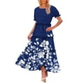 thumbnail image 1 of Sentmoon Robes de Printemps Grande Taille Manches Courtes Robes Mignonnes pour Femmes Imprimé Floral Coupe Ample Col Rond Robes pour Femmes Été Stylées pour Vacances Tropicales Multicolore P, 1 of 8